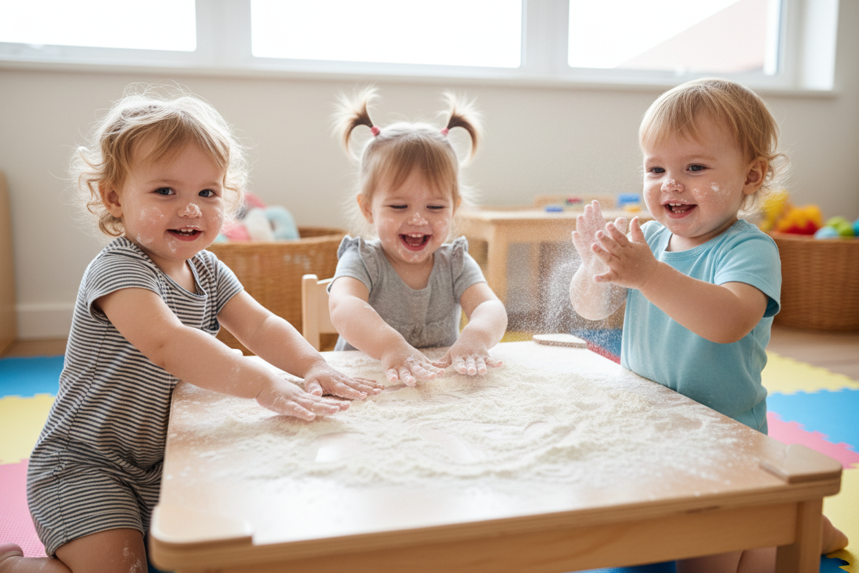 toddlers flour play